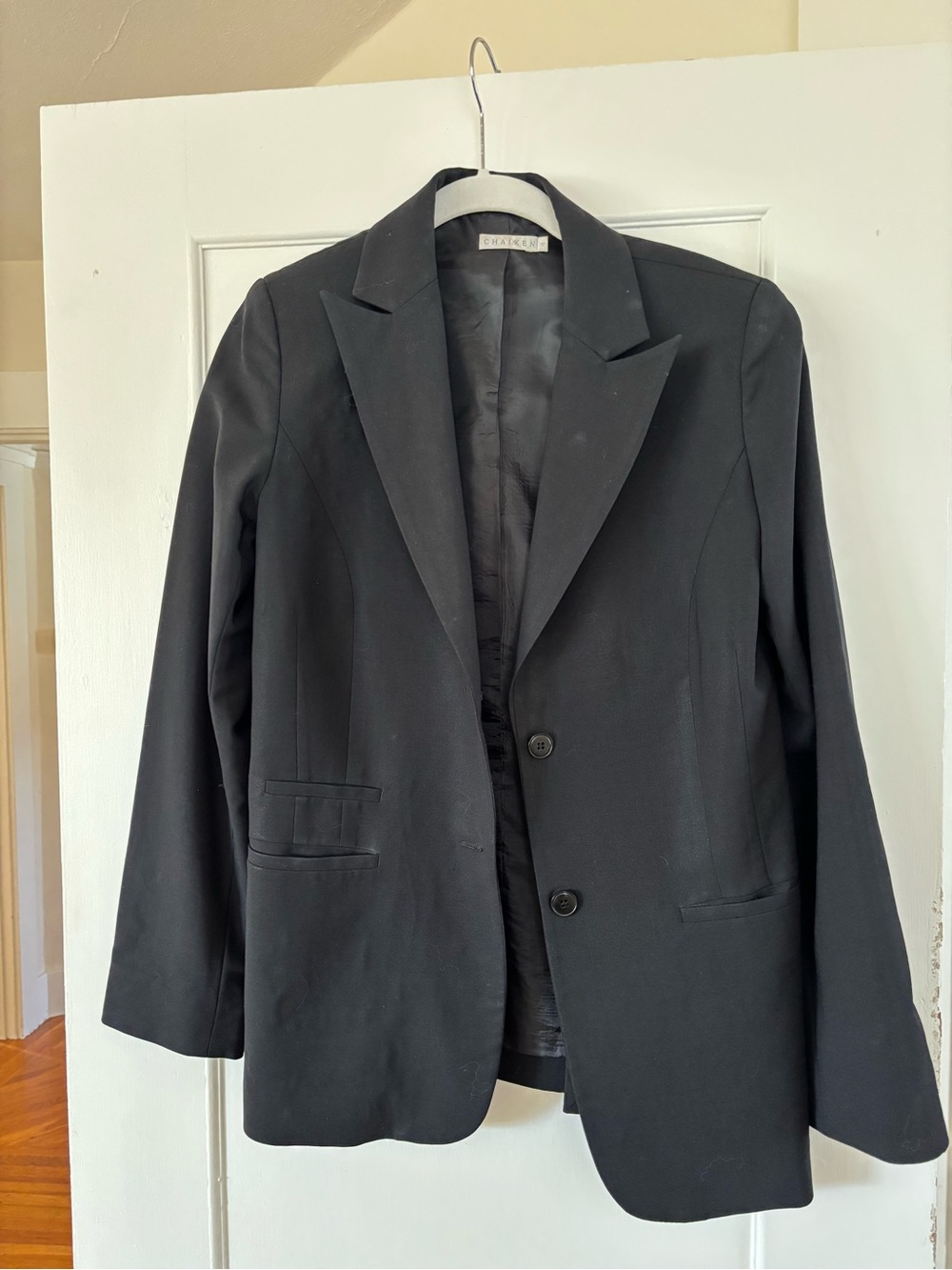 Chaiken Women's Black Tailored Two-Button Blazer with Mini Skirt Set